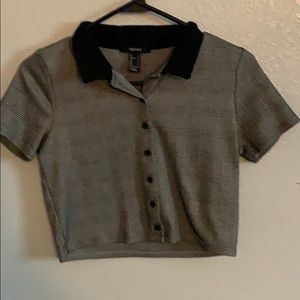 Button up plaid crop top